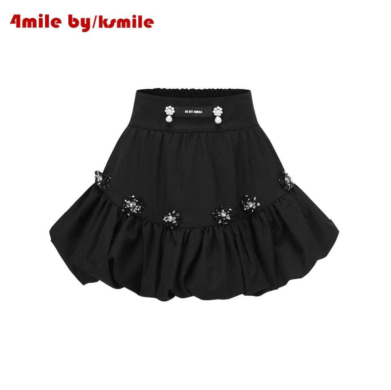 JK BY 4MILE | Black Diamond Party Sweet, Youthful, Slimming High-Waisted Elastic Fit Tulip Skirt