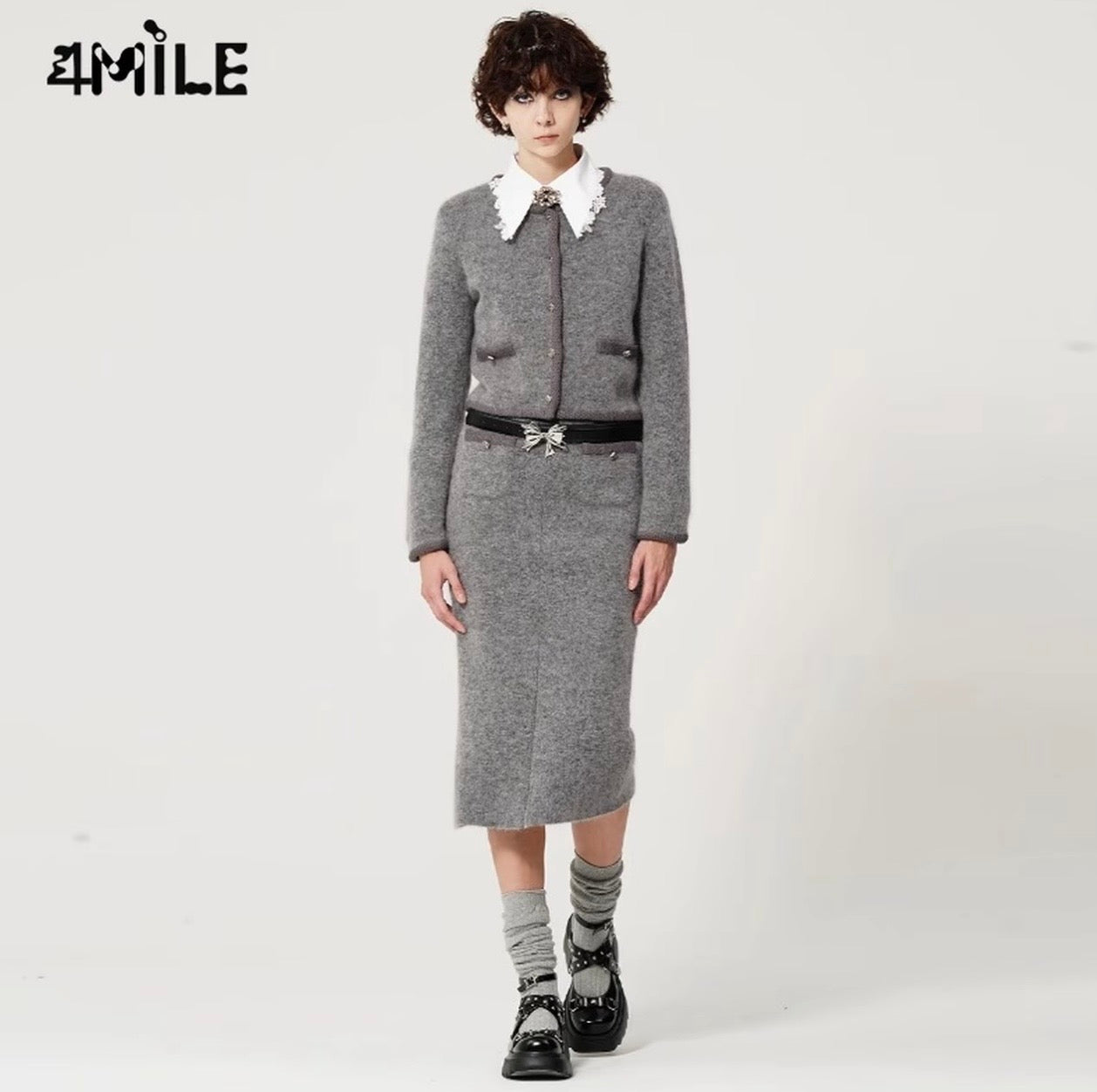 4MILE Autumn/Winter Elegant High-Waisted Maxi Skirt, Designer's Simple and Elegant Midi Skirt, Light Luxury Chanel Style