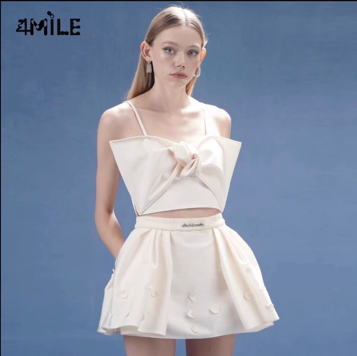 4MILE春夏新款可调节肩带蝴蝶纽结吊带抹胸海边氛围感美背上衣