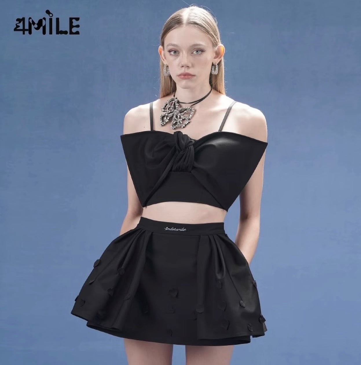 4MILE春夏新款可调节肩带蝴蝶纽结吊带抹胸海边氛围感美背上衣