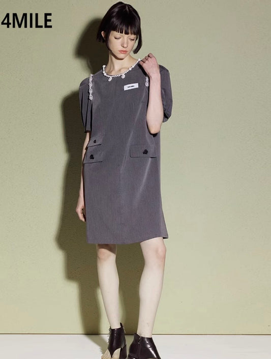 JK BY 4MILE | Classic Upgraded Summer Beaded Chain Elegant College Pocket Suit Dress