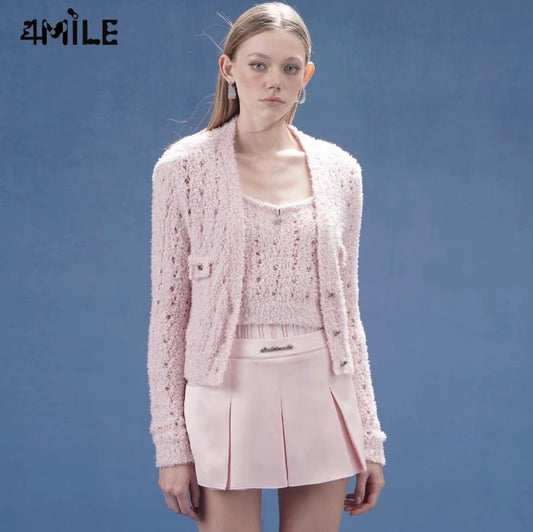 4MILE Spring/Summer New Designer Sparkling Sequined Starry Sky Mesh Cardigan, Elegant Slim Fit Short Jacket
