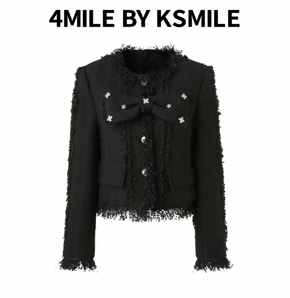 4MILE BY KSMILE | 留洋千金可拆卸蝴蝶结闪钻短外套名媛小香风