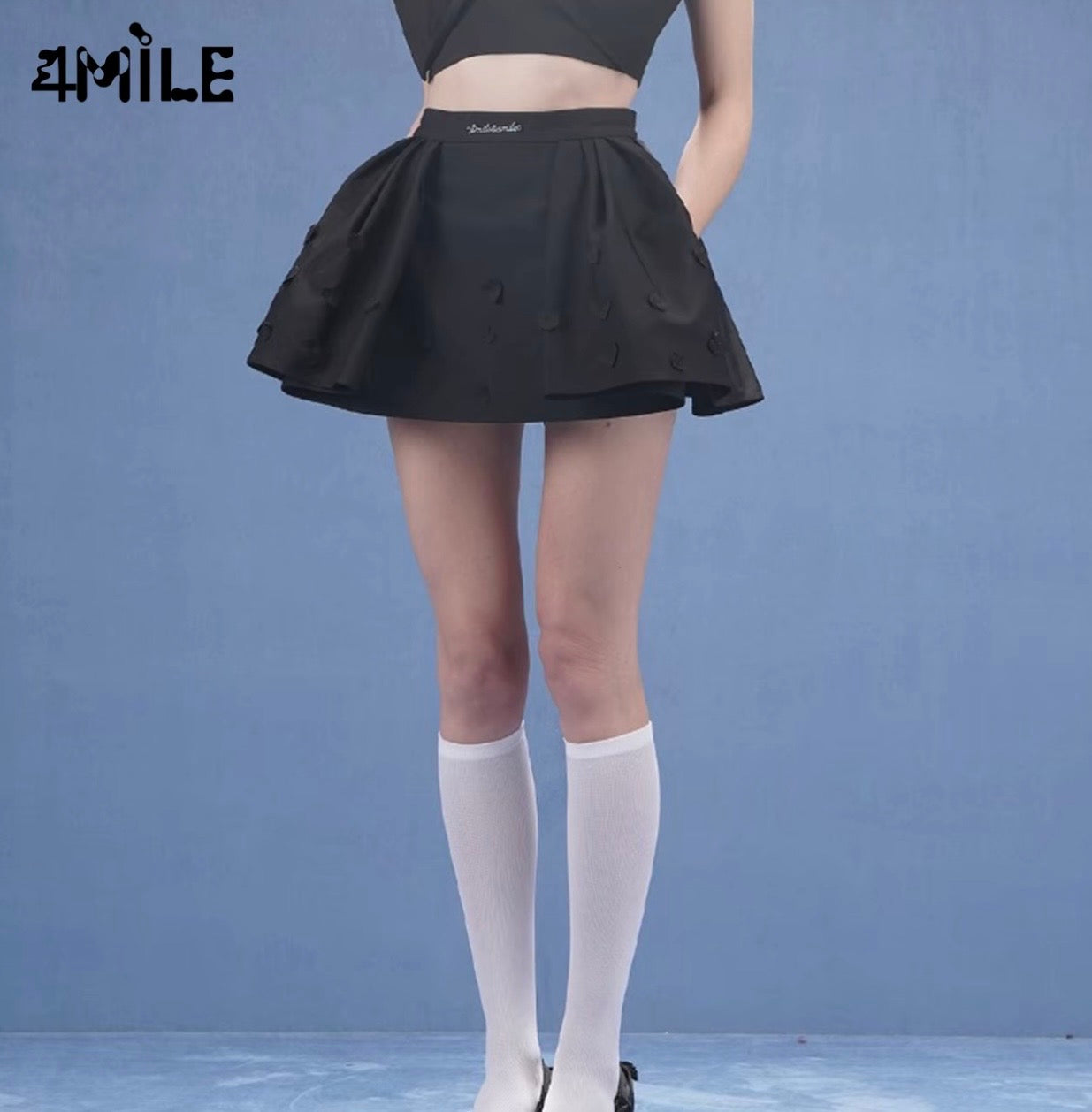 4MILE Spring/Summer New Heart Polka Dot Floral Tutu Skirt - Slimming, Anti-Exposure, High-Waisted, Sweet and Slimming Midi Skirt