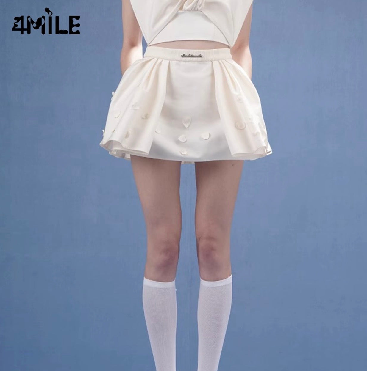 4MILE Spring/Summer New Heart Polka Dot Floral Tutu Skirt - Slimming, Anti-Exposure, High-Waisted, Sweet and Slimming Midi Skirt