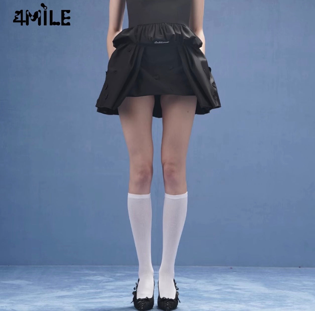 4MILE Spring/Summer New Heart Polka Dot Floral Tutu Skirt - Slimming, Anti-Exposure, High-Waisted, Sweet and Slimming Midi Skirt