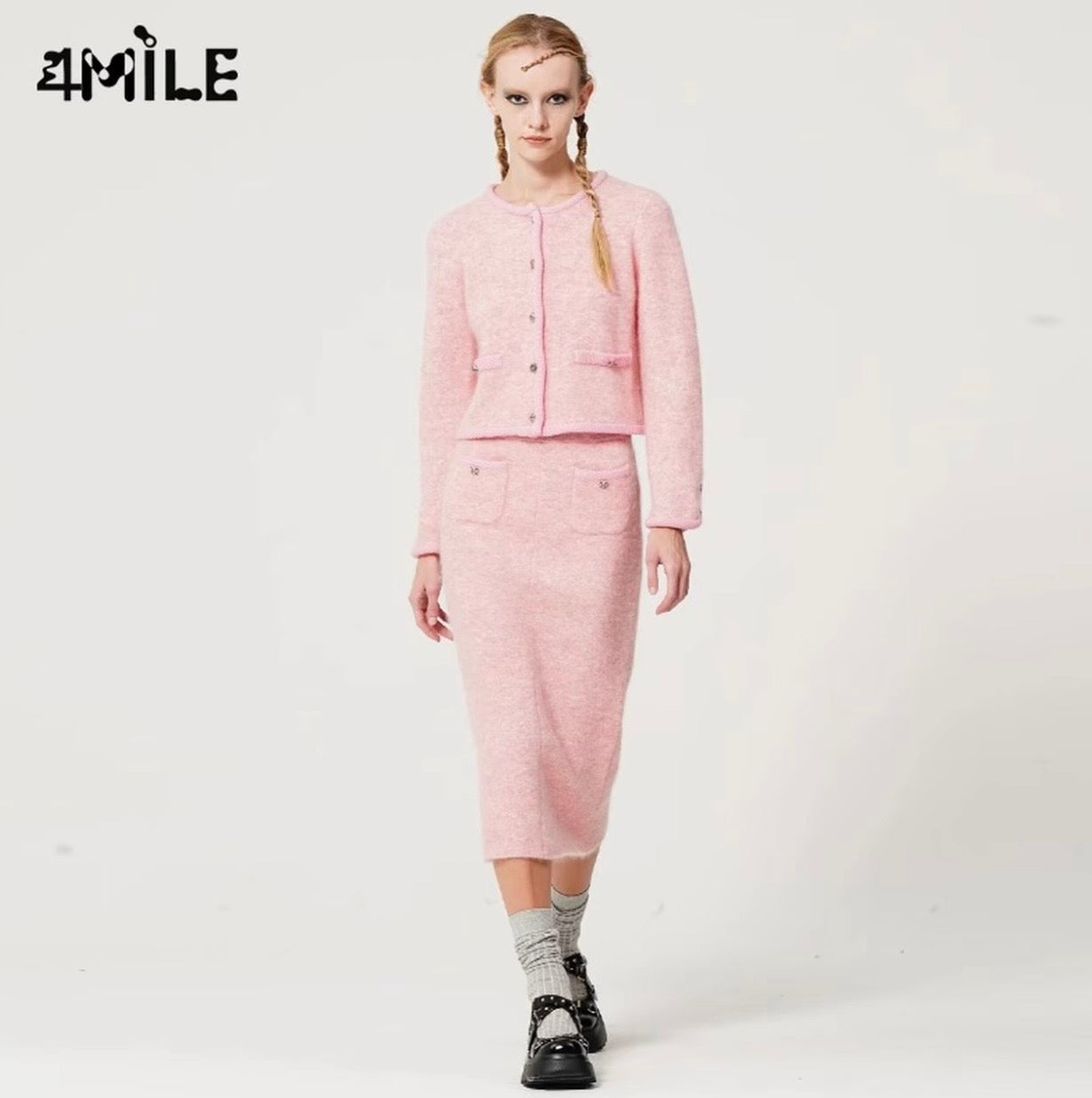 4MILE Autumn/Winter Elegant High-Waisted Maxi Skirt, Designer's Simple and Elegant Midi Skirt, Light Luxury Chanel Style